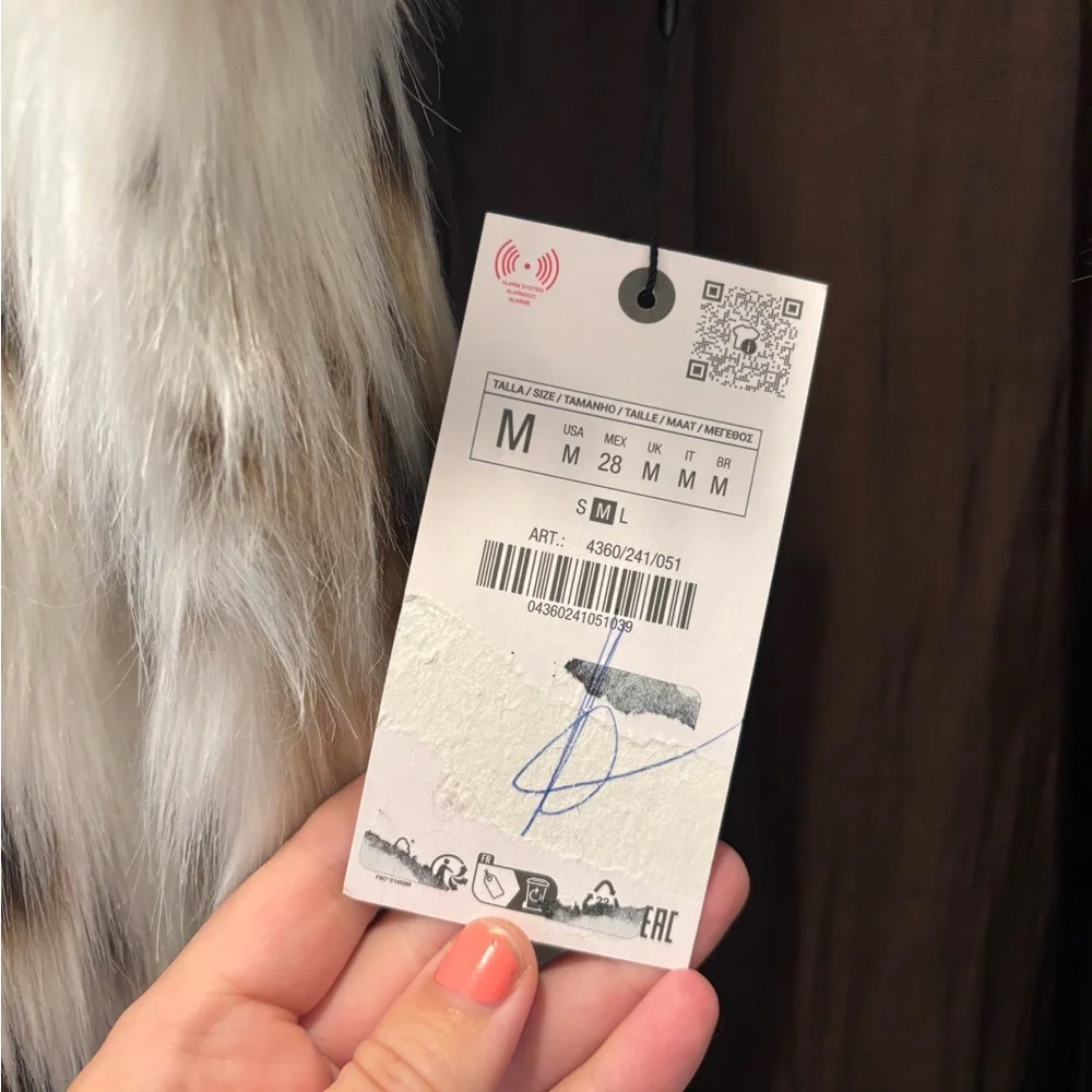 Zara White and Brown Faux Fur Jacket - Picture 9 of 13